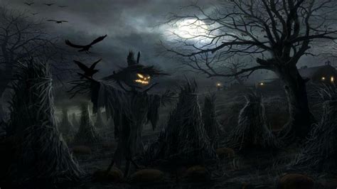 2160x1440 Resolution Scary Scarecrow Surrounded With Bare Trees Under