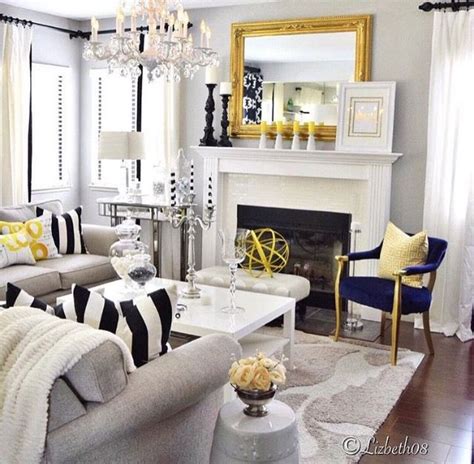 Shop wayfair for all the best black & blue living room sets. White, black and yellow with touches of navy blue | Apartment decor, Yellow decor living room ...