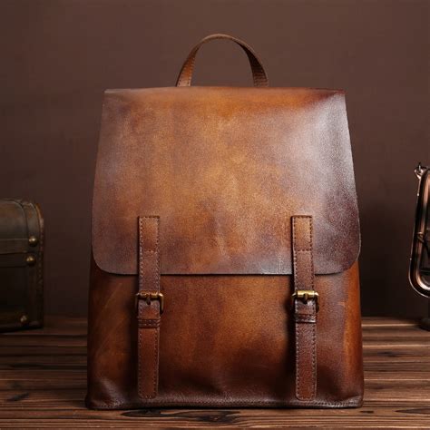 Yishen Vintage Casual Men Backpack Genuine Leather Male Travel Bags