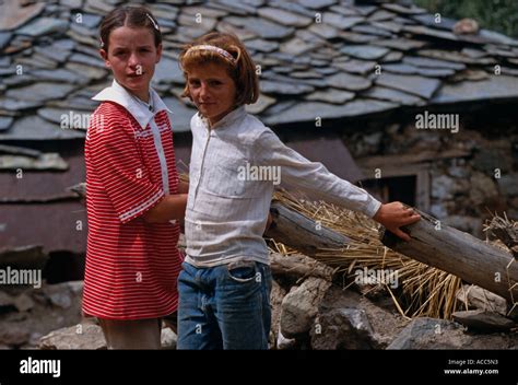 Young Albanian Girls Playing Outdoors Kukes Albania Stock Photo Alamy