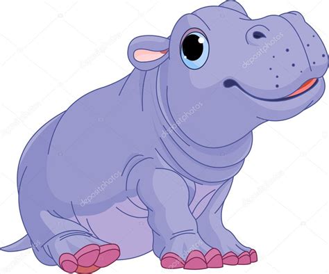 Dibujos Animados Bebé Hipopótamo Varón — Vector De Stock © Dazdraperma