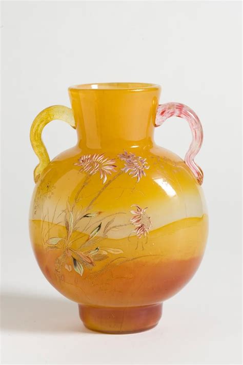 Emile Gallé 1846 1904 Blown Enameled And Engraved Glass Vase Art Nouveau Daum Antique
