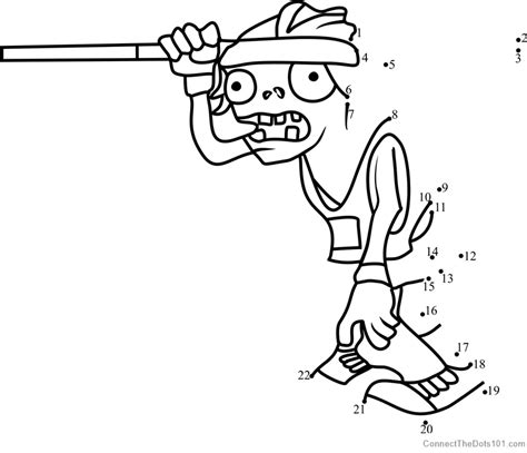 Pole Vaulting Zombie Dot To Dot Printable Worksheet Connect The Dots