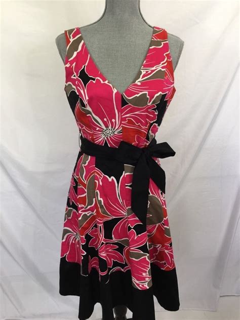 Love This Pattern Jones New York Black Pink Floral V Neck Dress 8