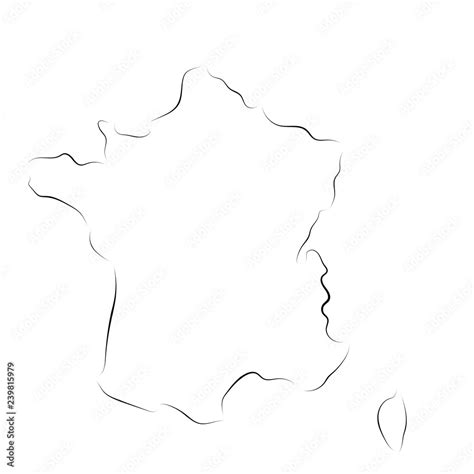France Outline Map Of The Country Made By The Strokes Of The Brush