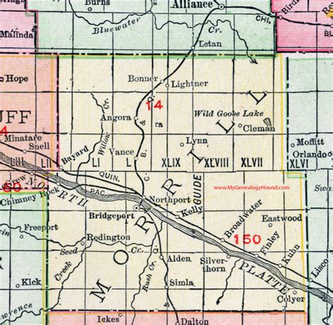 Morrill County Nebraska Map 1912 Bridgeport Bayard Northport