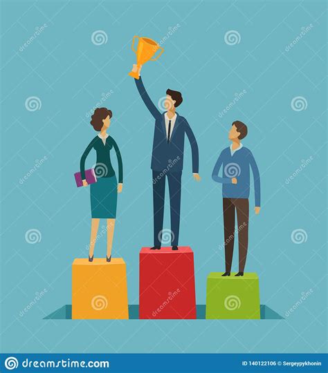 Business People On The Pedestal Success Achievement Concept