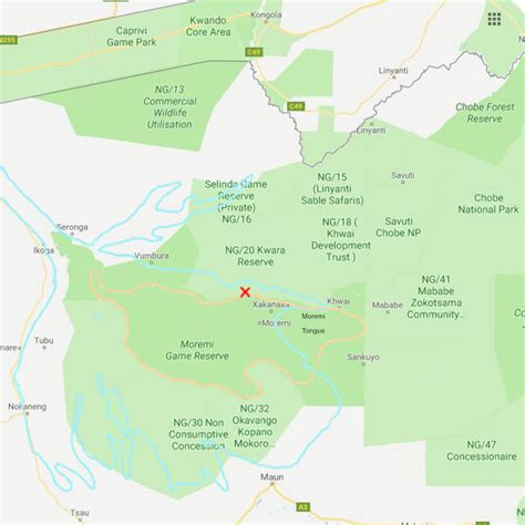 Moremi Game Reserve And Okavango Delta Map