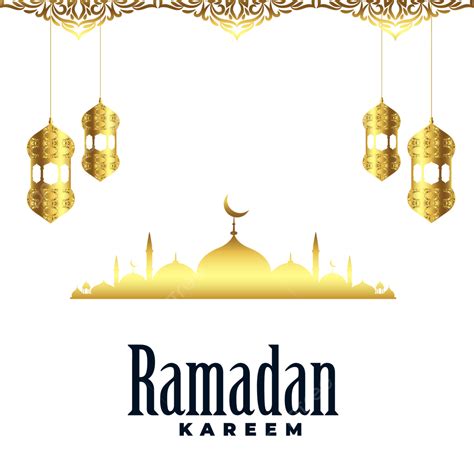 Golden Color Ramadhan Vector Arabic Ramadan Mubarak Kareem Islam