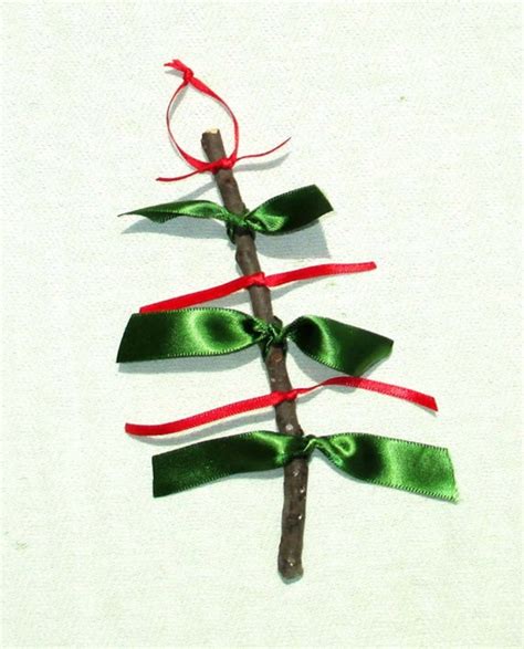 Twig Ribbon Tree Holiday Ornament Handmade Collectible Etsy