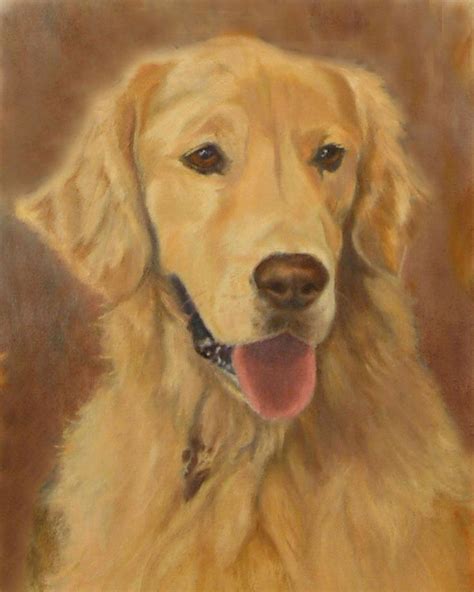 Golden Retriever Head Color Dog Art Print By P Tarlow From Oil Painting