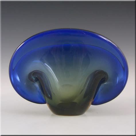 Murano Biomorphic Blue And Amber Glass Clam Bowlvase £3000 Blue Amber