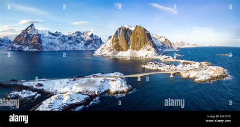 Hamnoy From Above Lofoten Islands Norway Winter In A Sunny Day Stock