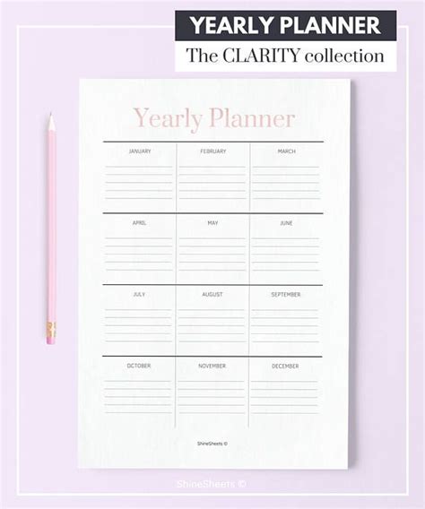 Yearly Planner Printable Planner Pages Yearly Overview Yearly