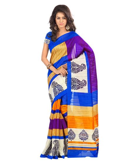 saree hub blue saree with blouse buy saree hub blue saree with blouse online at low price