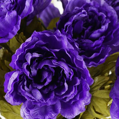 6 bush 42 pcs purple artificial queen peony flowers bridal bouquet wedding decoration efavormart