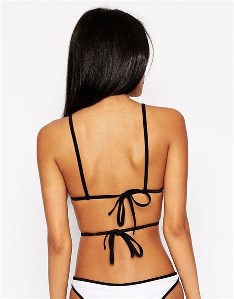 ASOS Mix And Match Contrast Moulded Strappy Triangle Bikini Top At Asos Com