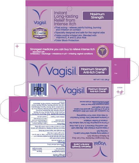 Vagisil Anti Itch Medicated Creme Regular Strength Cream Combe