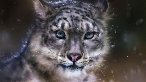 Leopard Snow Leopards Animals Artwork Digital Art Wallpapers Hd
