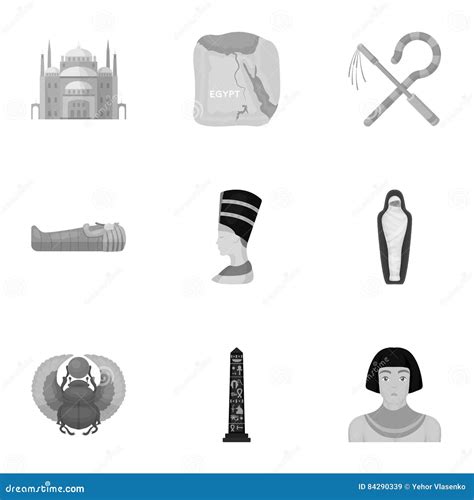 Ancient Egypt Set Icons In Monochrome Style Big Collection Of Ancient