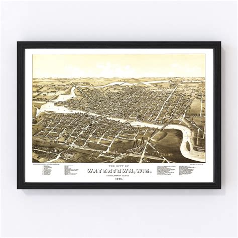 Vintage Map Of Watertown Wisconsin 1885 By Ted S Vintage Art