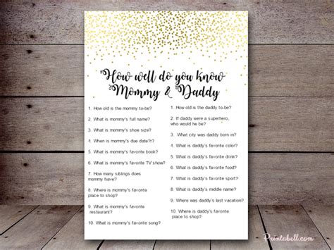 Printable chalkboard baby shower game who knows mommy best mommy quiz who knows mommy the best baby shower party game gender who knows mommy and daddy best free printable. Who Knows Mommy and Daddy Best - Printabell • Create