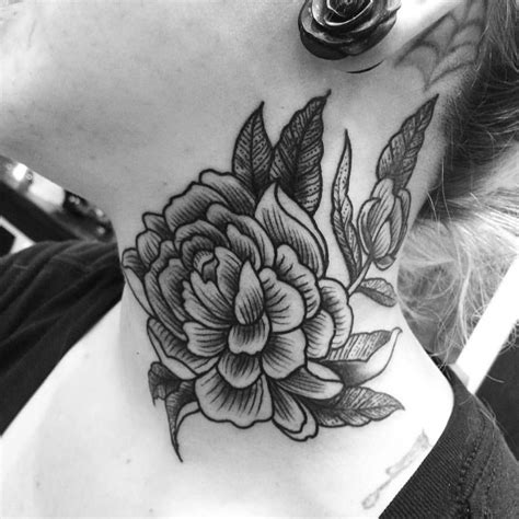 Neck Peony For Danielle By Speck Osterhout At Tattoo Candy Chicago
