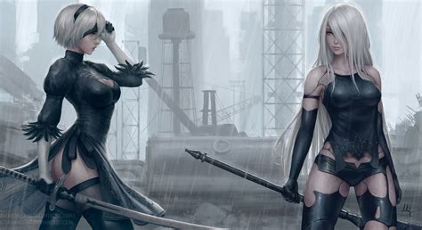 B And A2 Nier Automata Artwork HD Games 4k Wallpapers Images