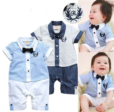 Summer Baby Boy Jumpsuit Newborn Gentleman Bodysuit Romper Clothes