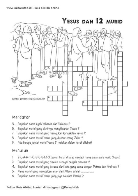 Teka Teki Silang Alkitab Yesus Dan Murid Kuis Alkitab