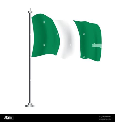 Nigerian Flag Isolated Wave Flag Of Nigeria Country Vector