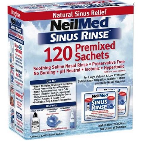 A large volume low positive pressure nasal wash is the most effective way to. NEW STOCKk! Neilmed Sinus Rinse Premixed Sachets (120's) 6 ...