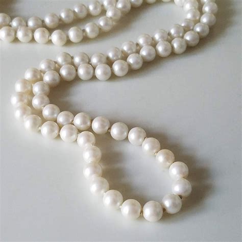 Long Ivory White Pearl Necklace Vintage Boho Pearl Necklace Romantic Jewelry Gift For Her
