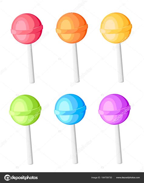 Lollipops Collection Candy On Stick With Twisted Design Sweet Candy