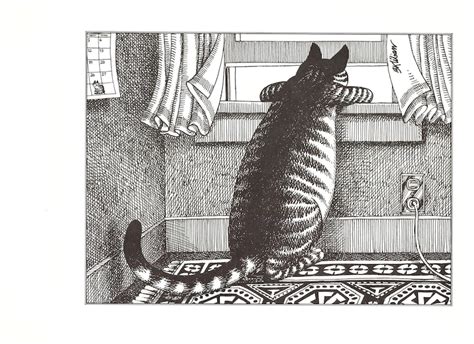 Kliban Cats Vintage Original Print Cat Looking Out The Window 59 Art
