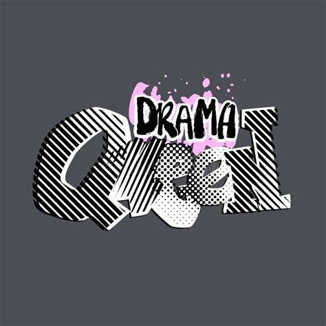 Drama Queen Word With Crown Hand Lettering Text Vector Illustration