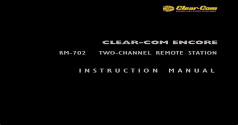 Clear Com Rm 702 Manual Iv Rm 702 Two Channel Remote