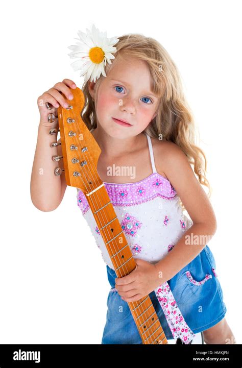 Little Girl Playing Electric Guitar Stock Photo Alamy