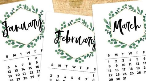 Free Printable 2020 Monthly Calendar Eucalyptus Wreath Lovely