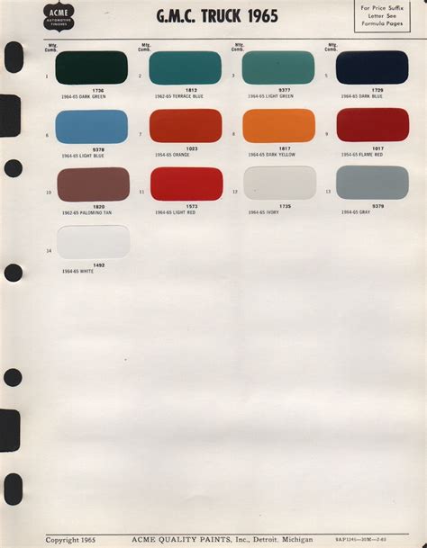 Paint Chips 1965 Gmc