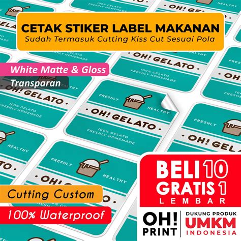 Jual Cetak Stiker Label Makanan Label Kemasan Cutting Cetak