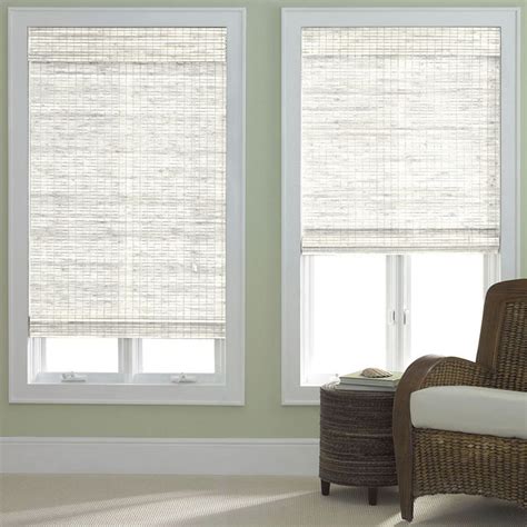 These shades are run on two parallel wires between two adjacent surfaces, for example, two beams on a pergola. JCPenney Home™ Bamboo Woven Wood Roman Shade | Woven wood ...