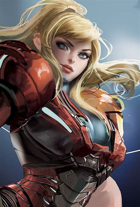 Illustration Of Samus Somehow In Between Her Zero Suit And Battle Armor