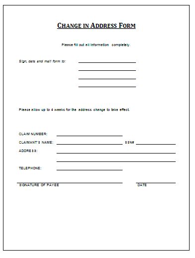 Printable Change Of Address Form Free Word Templates