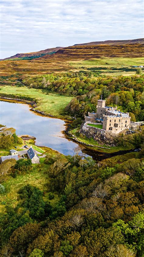 Aerial View Of Dunvegan Castle Isle Of Skye Inner Hebrides Scotland