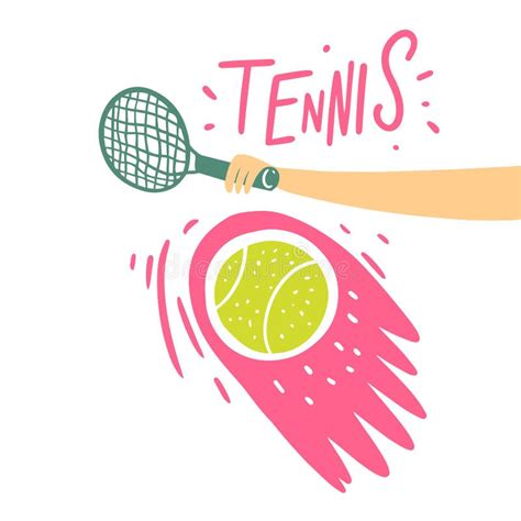Tennis Tournament Hand Drawn Colorful Cartoon Doodle Style Stock