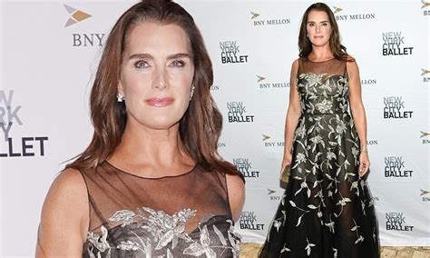 Brooke Shields 54 Stuns In A Semi Sheer Floral Brocade Gown