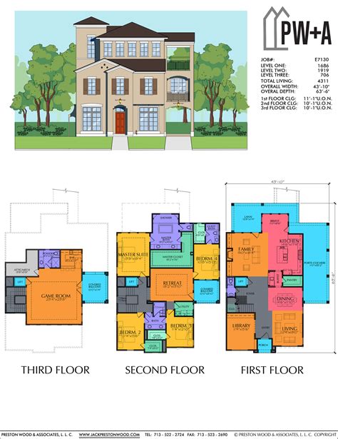 Three Story Home Plan Preston Wood And Associates