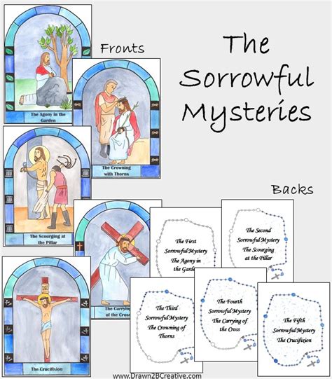 Watercolor Printable Mysteries Of The Rosary Cards Drawn2bcreative