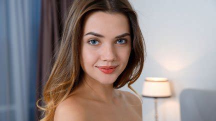 Women Polina Kadynskaya Smiling Model Women Indoors Face Brunette Bare Shoulders Implied